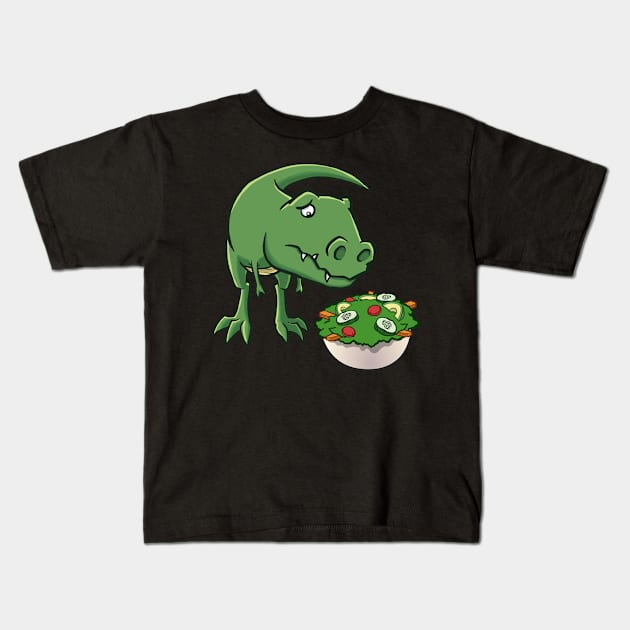 T rex Dinosaur Salad Funny Kids T-Shirt by jonmlam